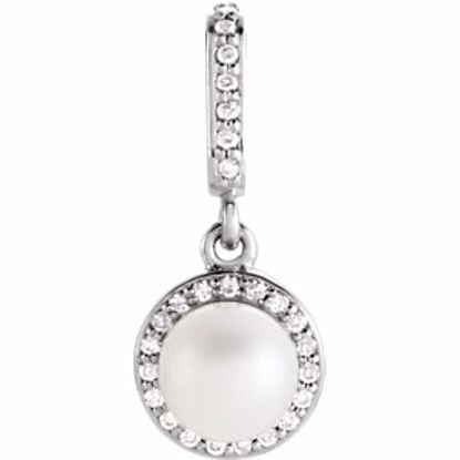 85901:101:P 14kt White Freshwater Cultured Pearl & 1/10 CTW Diamond Pendant 