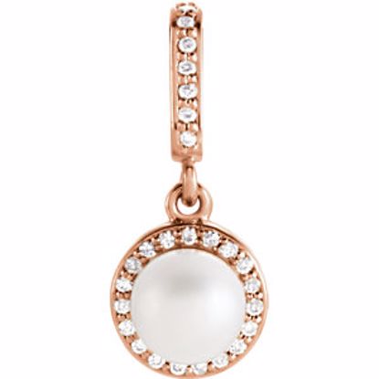 85901:102:P 14kt Rose Freshwater Cultured Pearl & 1/10 CTW Diamond Pendant 