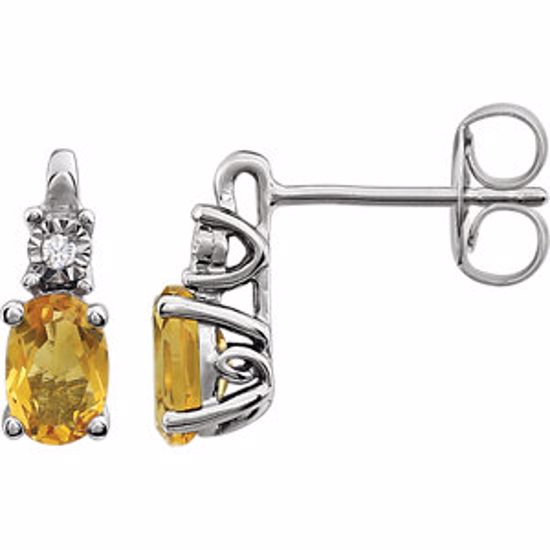 651536:102:P 14kt White Citrine & .02 CTW Diamond Accented Earrings