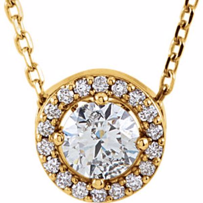 85916:103:P 14kt Yellow 1/3 CTW Diamond Halo-Style 16" Necklace