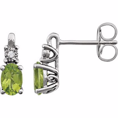 651536:107:P 14kt White Peridot & .02 CTW Diamond Accented Earrings