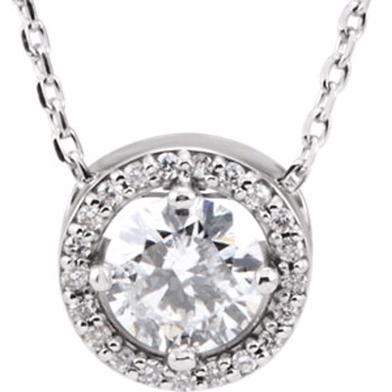 85916:107:P 14kt White 1/2 CTW Diamond Halo-Style 16" Necklace