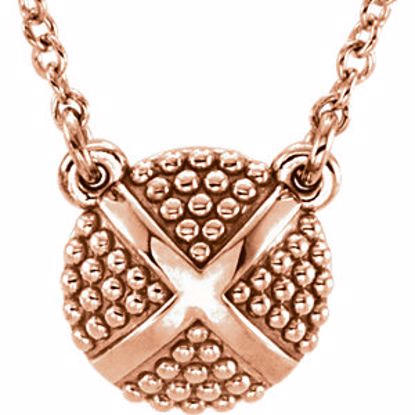 85934:110:P 14kt Rose Granulated X 18" Necklace