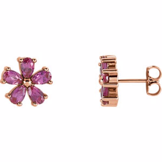 85942:106:P 14kt Rose Chatham® Created Pink Sapphire Earrings