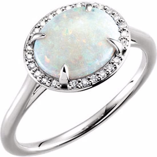 71633:105:P 14kt White Opal & .06 CTW Diamond Ring