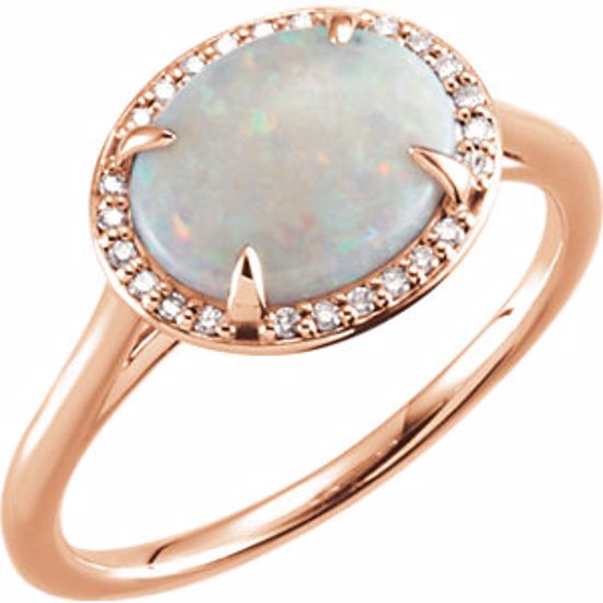 71633:106:P 14kt Rose Opal & .06 CTW Diamond Ring