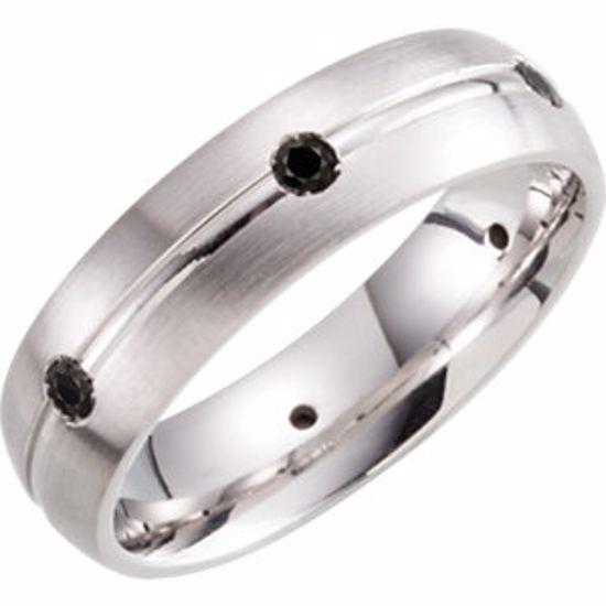 651402:1135:P Sterling Silver 6mm 1/3 CTW Black Diamond Band Size 13.5