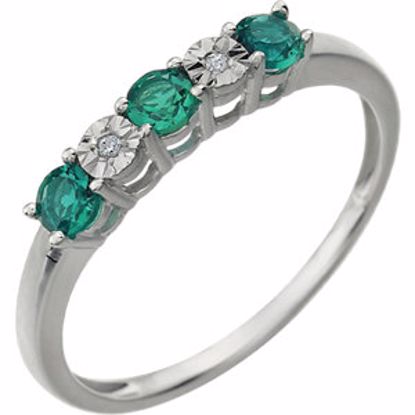 651542:101:P 14kt White Created Emerald & .01 CTW Diamond Ring