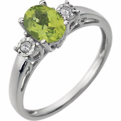 651544:100:P 14kt White Peridot & .04 CTW Diamond Ring