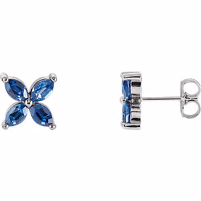 85948:106:P 14kt White Chatham® Created Blue Sapphire Earrings