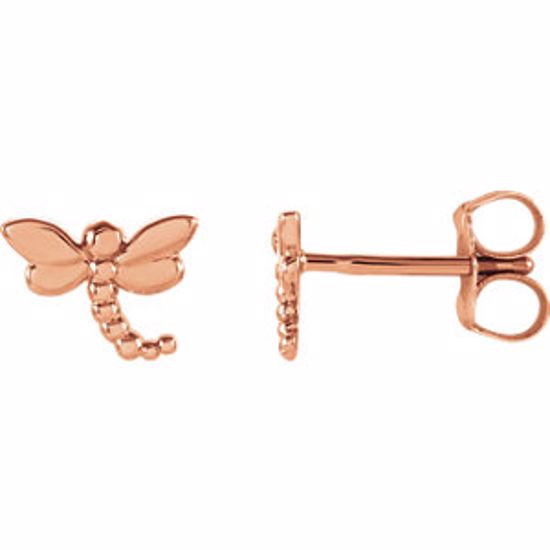 28600:103:P 14kt Rose Dragonfly Earrings