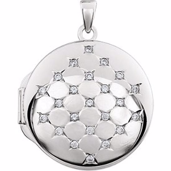 28931:1000:P Sterling Silver Round Cubic Zirconia Locket