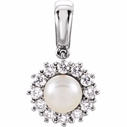 85951:112:P 14kt White Freshwater Cultured Pearl & 1/3 CTW Diamond Pendant