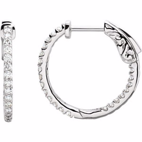 650183:137:P Platinum 1/2 CTW Diamond Inside/Outside Hoop Earrings