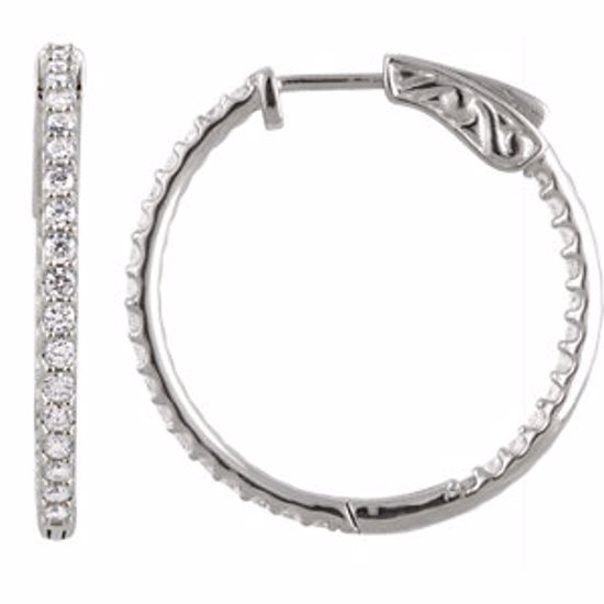 650183:132:P Platinum 1 CTW Diamond Inside/Outside Hoop Earrings