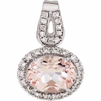 651507:100:P 14kt White Morganite & 1/8 CTW Diamond Pendant