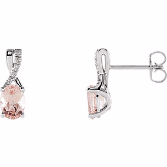 651503:100:P 14kt White Morganite & 1/5 CTW Diamond Earrings