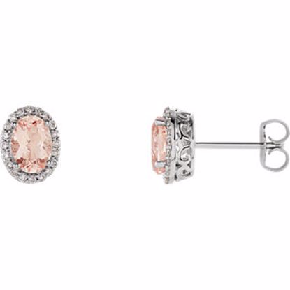 651511:100:P 14kt White Morganite & 1/5 CTW Diamond Earrings