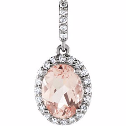 651510:100:P 14kt White Morganite & 1/6 CTW Diamond Pendant