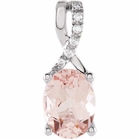 651502:100:P 14kt White Morganite & .03 CTW Diamond Pendant