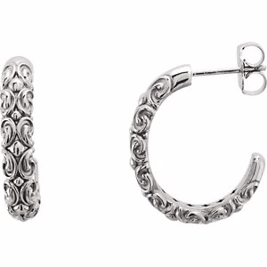 85706:107:P 14kt White 20x4.1mm Sculptural-Inspired Half-Hoop Earrings