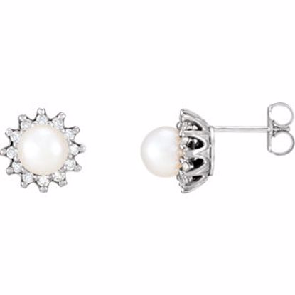 63452:100:P 14kt White Pearl & 1/3 CTW Diamond Earrings