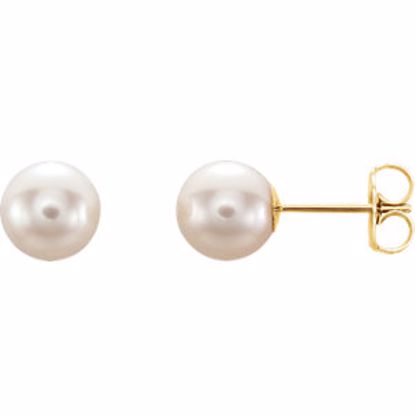 1608:105:P 14kt Yellow 7-7.5mm Freshwater Cultured Pearl Earrings