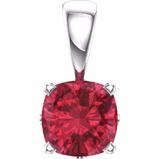 85860:102:P 14kt White Chatham® Created  Ruby Pendant