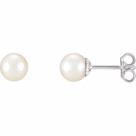 21372:105:P Sterling Silver 7-7.5mm Freshwater Cultured Pearl Earrings