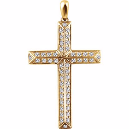 651389:109:P 14kt Yellow 3/4 CTW Diamond Cross Pendant