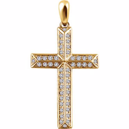 651389:106:P 14kt Yellow 1/2 CTW Diamond Cross Pendant