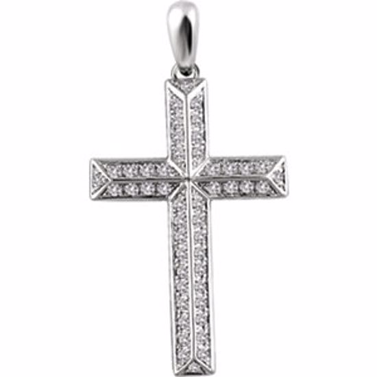 651389:107:P 14kt White 1/2 CTW Diamond Cross Pendant