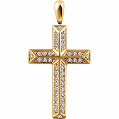 651389:103:P 14kt Yellow 1/3 CTW Diamond Cross Pendant