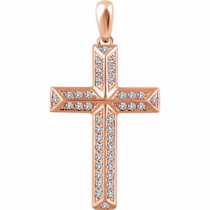 651389:105:P 14kt Rose 1/3 CTW Diamond Cross Pendant