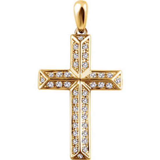 651389:100:P 14kt Yellow 1/4 CTW Diamond Cross Pendant