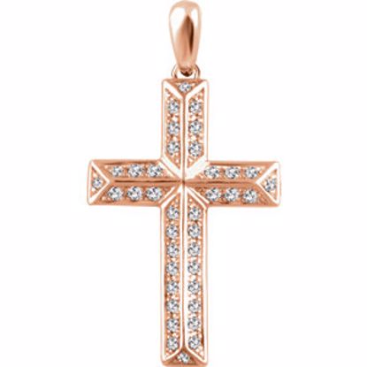 651389:102:P 14kt Rose 1/4 CTW Diamond Cross Pendant