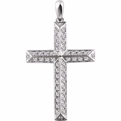 651389:113:P 14kt White 1 CTW Diamond Cross Pendant