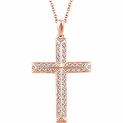 651389:114:P 14kt Rose 1 CTW Diamond Cross Pendant