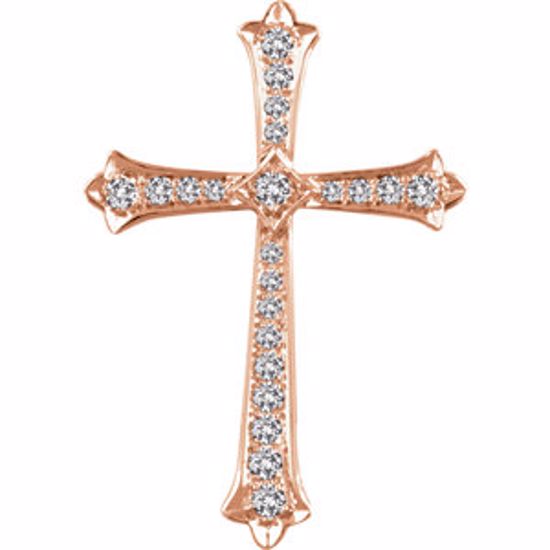 651390:114:P 14kt Rose 1 CTW Diamond Cross Pendant