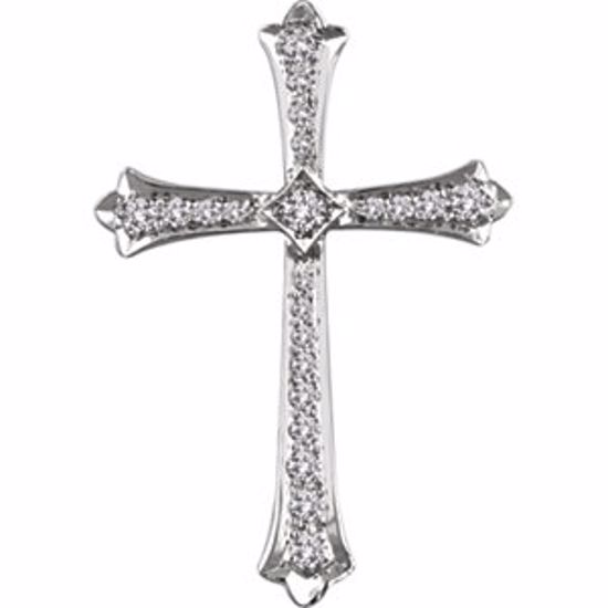 651390:101:P 14kt White 1/4 CTW Diamond Cross Pendant