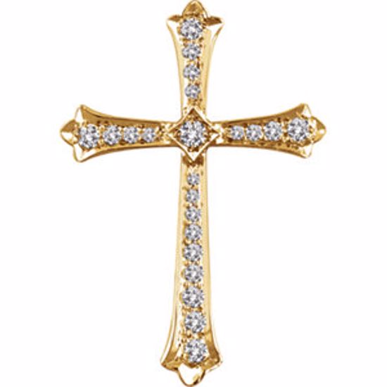 651390:103:P 14kt Yellow 1/3 CTW Diamond Cross Pendant