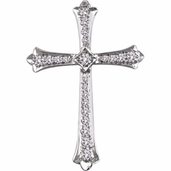 651390:1104:P 14kt White 1/3 CTW Diamond Cross Pendant