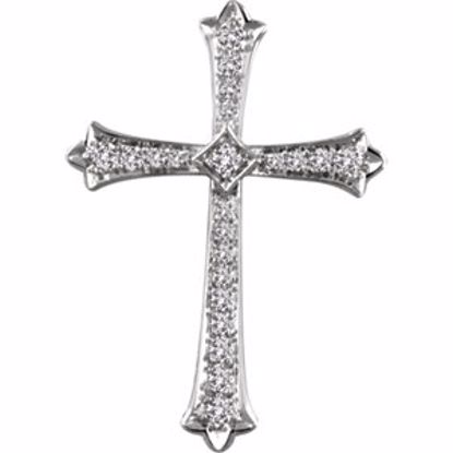 651390:107:P 14kt White 1/2 CTW Diamond Cross Pendant