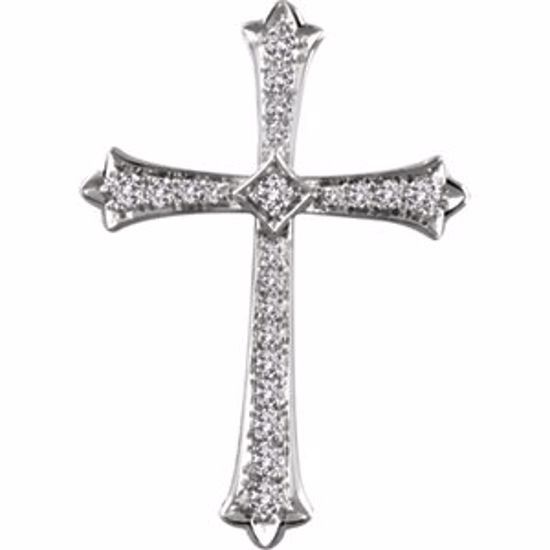 651390:107:P 14kt White 1/2 CTW Diamond Cross Pendant