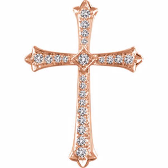 651390:108:P 14kt Rose 1/2 CTW Diamond Cross Pendant