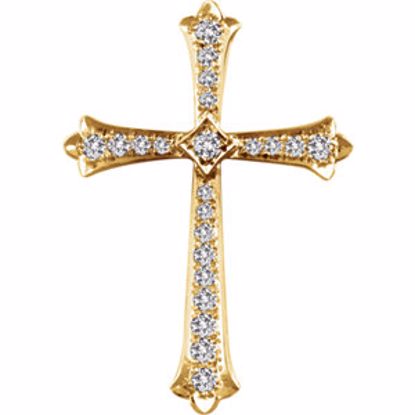 651390:109:P 14kt Yellow 3/4 CTW Diamond Cross Pendant