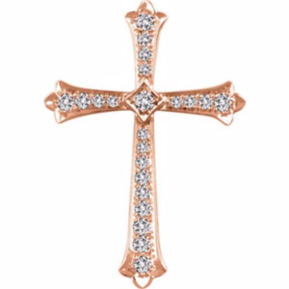 651390:111:P 14kt Rose 3/4 CTW Diamond Cross Pendant