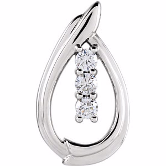 85970:105:P 14kt White 1/2 CTW Diamond 3-Stone Freeform Pendant