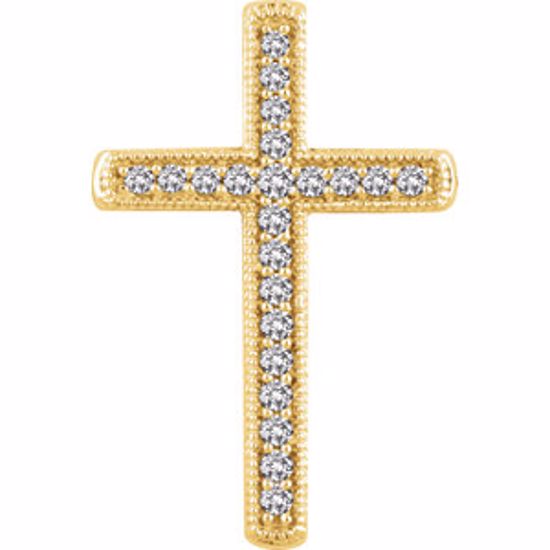 651392:100:P 14kt Yellow 1/4 CTW Diamond Cross Pendant