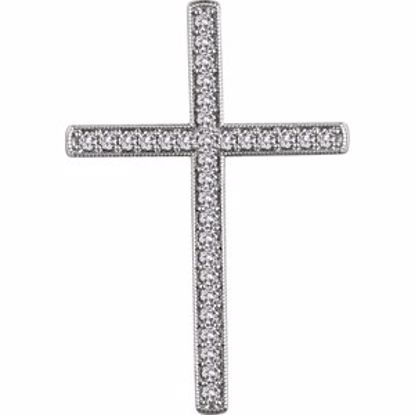 651392:113:P 14kt White 1 CTW Diamond Cross Pendant